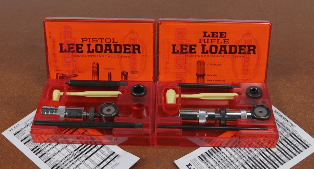 a depiction of the beginner reloading kit displaying both the pistol and rifle variations
